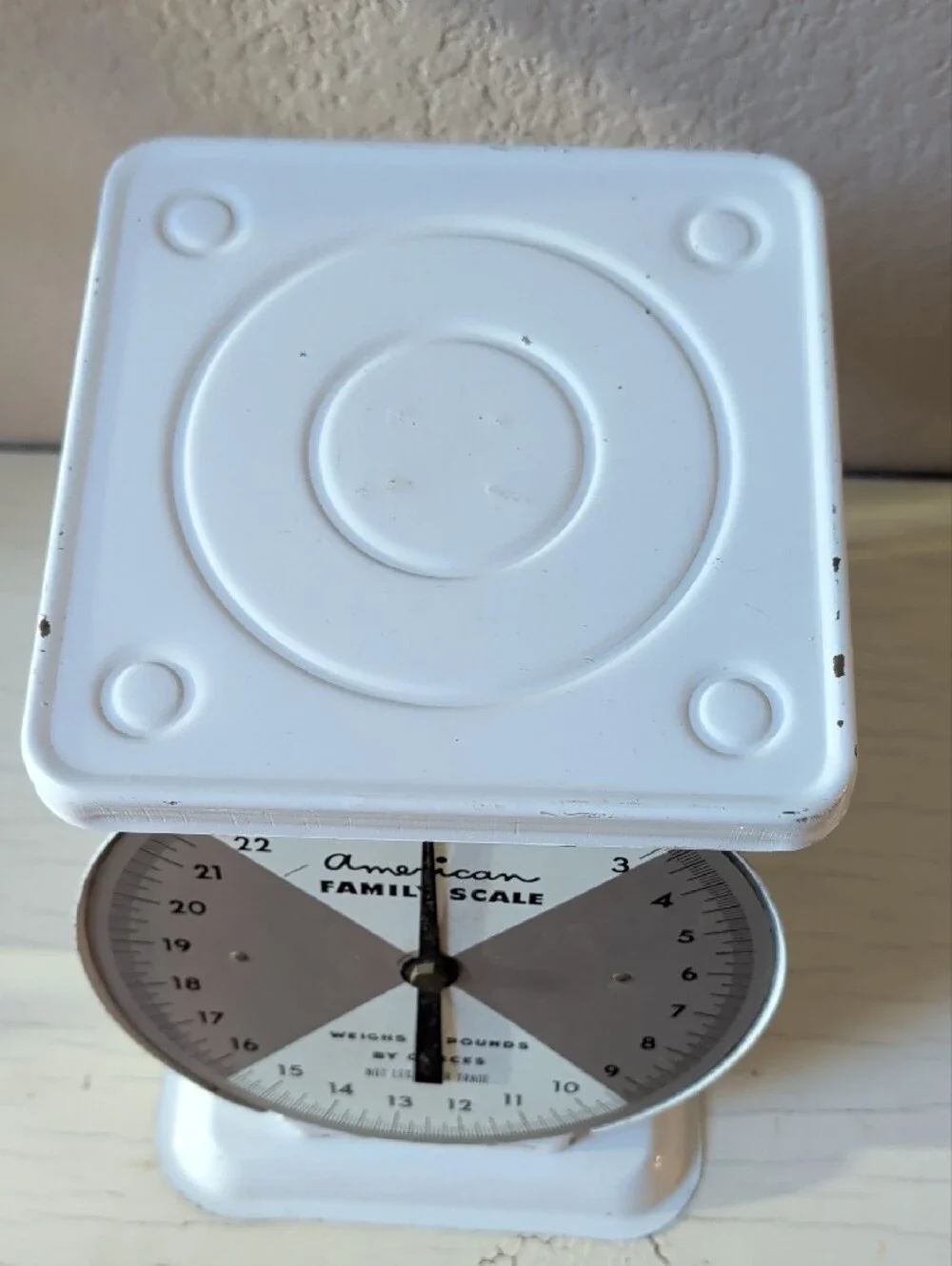 Vintage American Family White Kitchen Scale